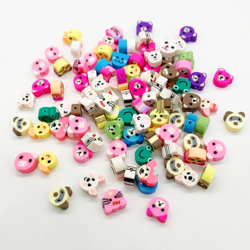 PEVOGON 100 Pcs Polymer Clay Beads Cartoon Heishi Spacer Beads Supplies for DIY Bracelet Earring Necklace Jewelry Making Animal - Image 3