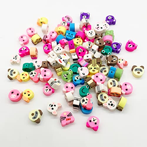PEVOGON 100 Pcs Polymer Clay Beads Cartoon Heishi Spacer Beads Supplies for DIY Bracelet Earring Necklace Jewelry Making Animal - Image 1