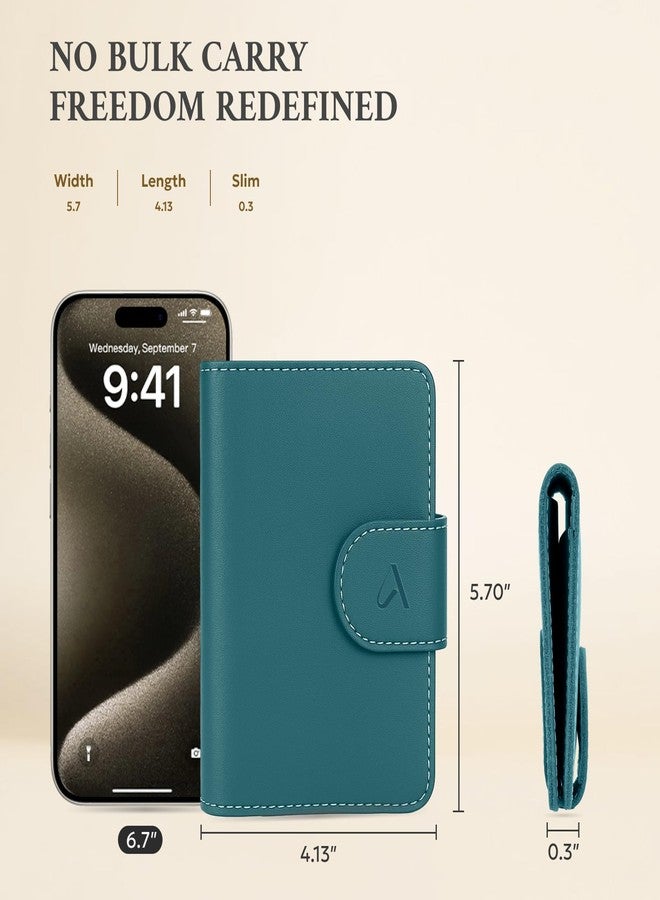 ALLIVE Passport Holder for Travel, Rfid Passport Holder for Women & Men, Genuine Leather Passport Cover Travel Wallet with AirTag Hidden, Airport Essentials, Travel Must Haves Gifts, Lake Blue - Image 5