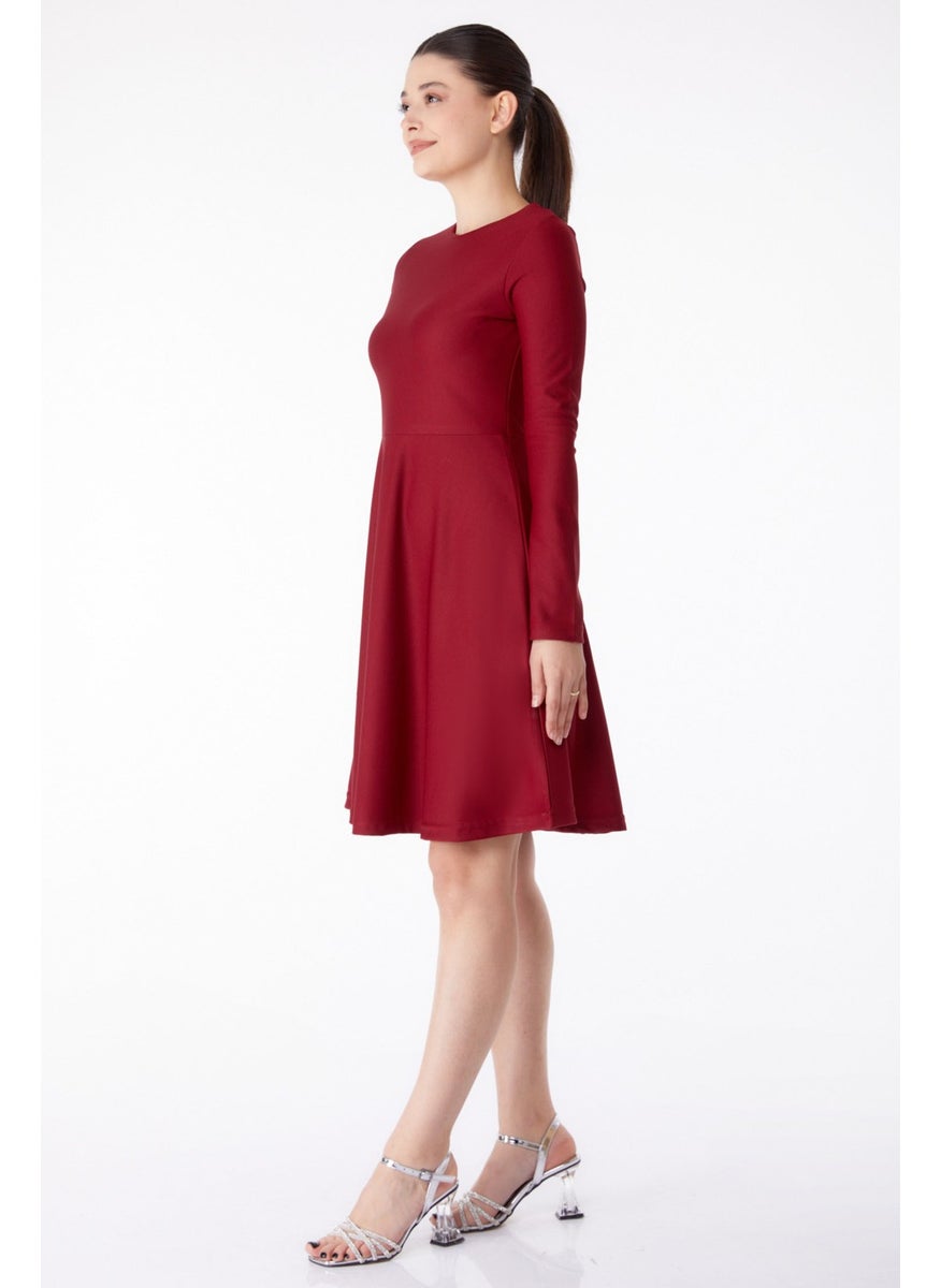 Plain Crew Neck Women's Burgundy Mini Evening Dress - 13191 - pzsku/Z65D47828E6DD3E217DD1Z/45/_/1731233559/60e22f3b-a8e9-4a90-80e3-3b452916dbd9