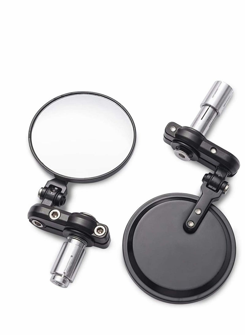 Captaintech 7/8 22mm Motorcycle Handlebar Bar End Mirror 3 Inch Round Rear View Side Mirror for Scooter Chopper Cruiser (Black) - Image 1