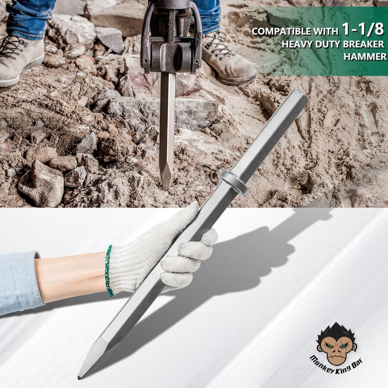 Monkey King Bar - Long 20" Hex Chisel Bits Bull Point Chisel Bit-Round Hex Hammer & Spline Hammer Steel - Image 4