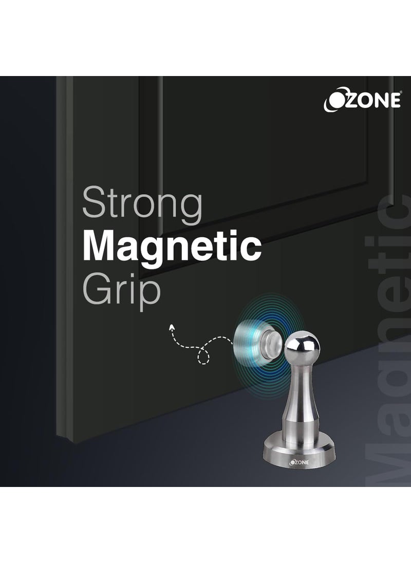 Ozone Ozone Wall Mounted Magnetic Door Stopper to Protect Wall and Door Stainless Steel Finish  - Image 4