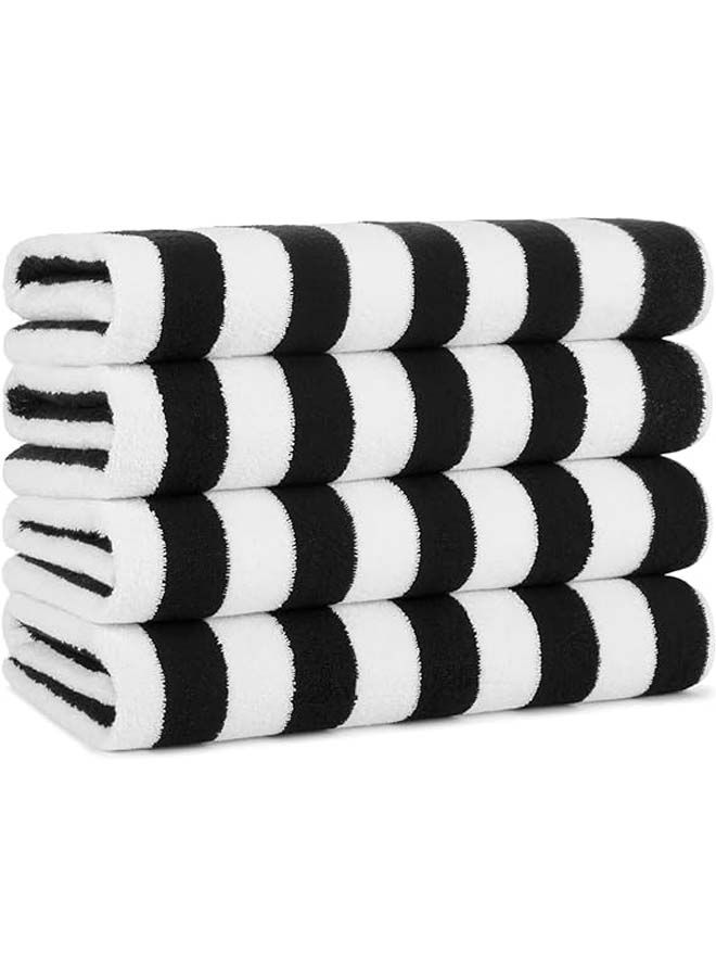 SIGNOOLA Beach Towel Striped 180x70 cm-White-Black  - Image 1