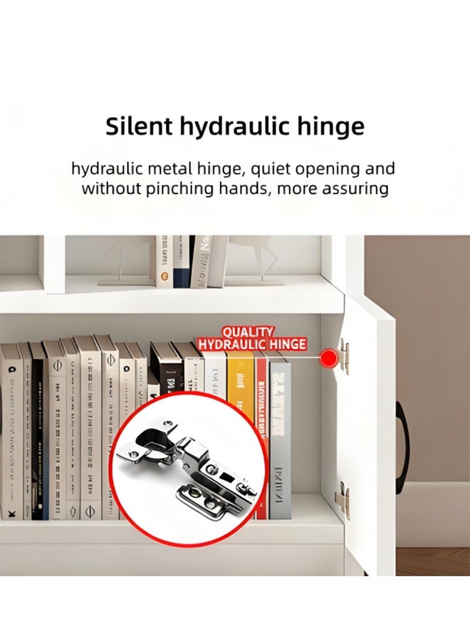 Multi-Layer Partition Wooden Bookshelf, Dust-Proof Display Cabinet, Multi-Functional Storage Cabinet, Multi-Layer Floor-Standing Bookrack, Suitable For Living Room/Study/Office - Image 3