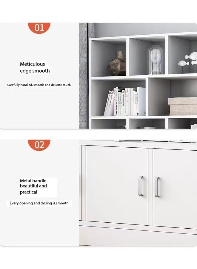 Multi-Layer Partition Wooden Bookshelf, Dust-Proof Display Cabinet, Multi-Functional Storage Cabinet, Multi-Layer Floor-Standing Bookrack, Suitable For Living Room/Study/Office - Image 4