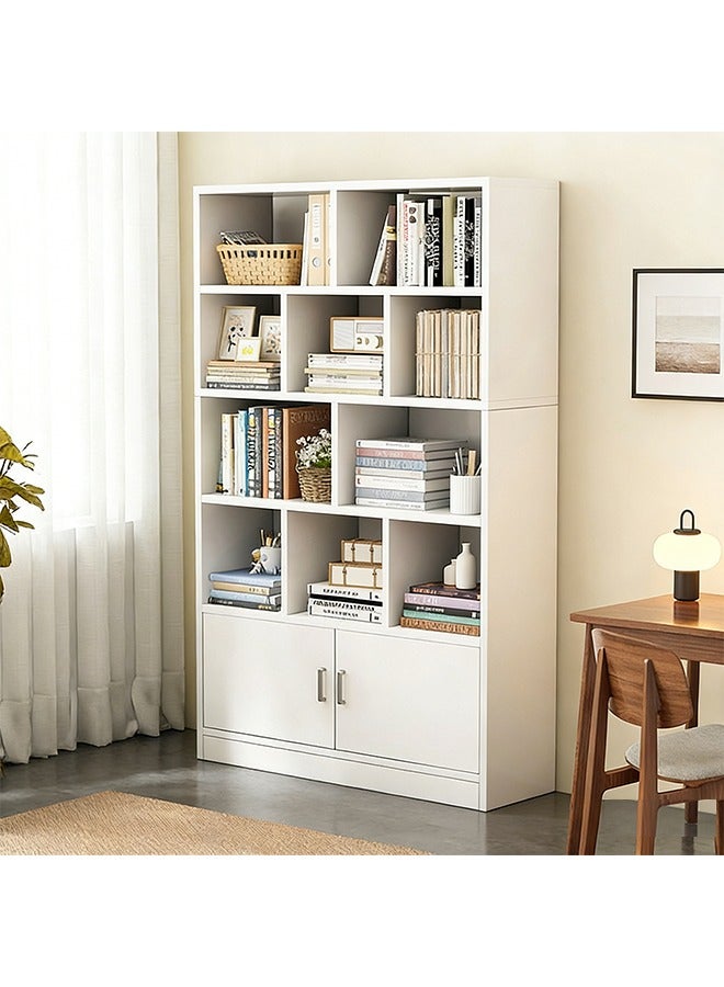 Multi-Layer Partition Wooden Bookshelf, Dust-Proof Display Cabinet, Multi-Functional Storage Cabinet, Multi-Layer Floor-Standing Bookrack, Suitable For Living Room/Study/Office - Image 1