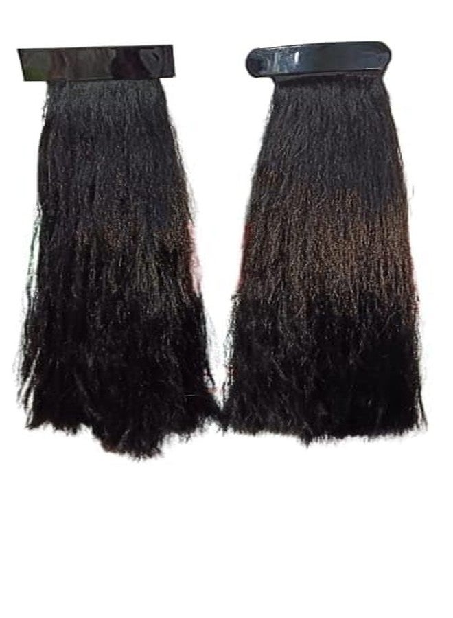 BEAUTY TOOL Hair/hair extension/hair wig/ponytail hair extension/Synthetic hair/hair wig woman(Small Straight black 12 CM) (Combo)(Pack of 2) - Image 1