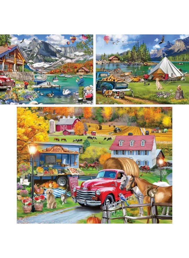 Bits and Pieces - Value Set of Three (3) 300 Piece Jigsaw Puzzles for Adults - 18" x 24" (46cm x 61cm) Each - Large Pc Lake & New England Farm Jigsaws by ALI Innis - Image 2