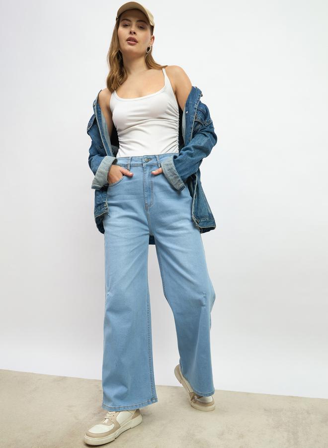 Styli Mid Rise Wide Leg Faded Jeans  - Image 1