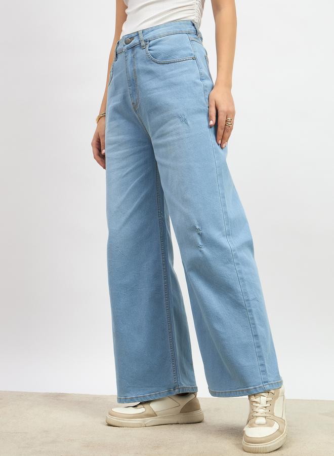 Styli Mid Rise Wide Leg Faded Jeans  - Image 3