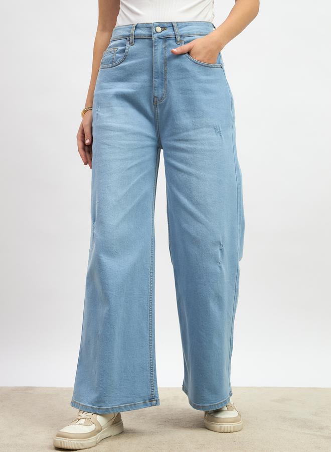 Styli Mid Rise Wide Leg Faded Jeans  - Image 2