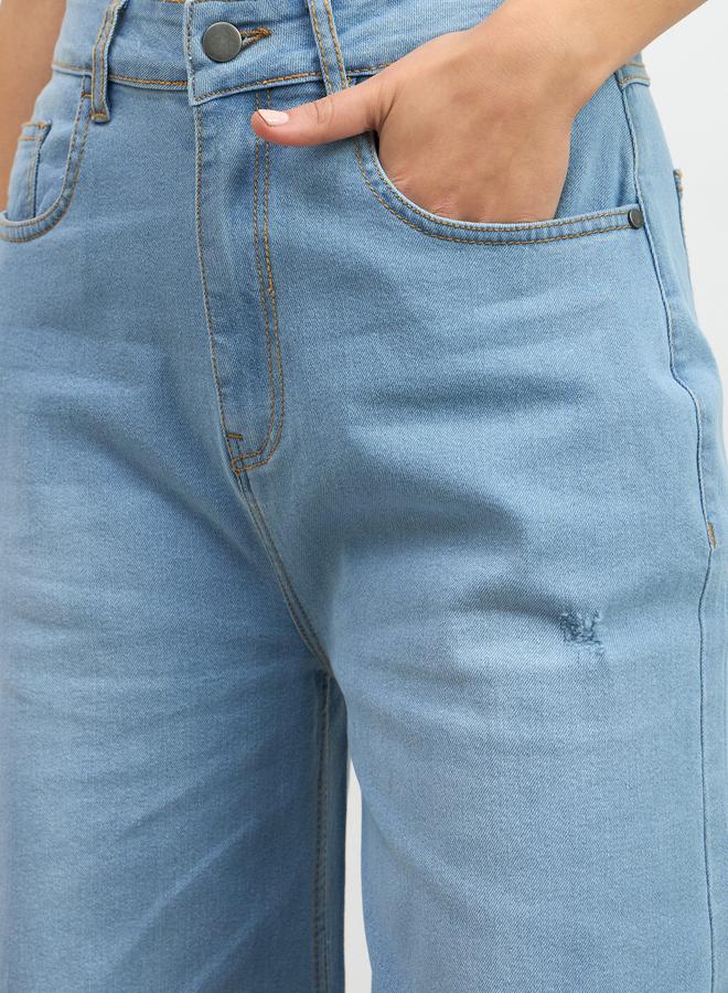 Styli Mid Rise Wide Leg Faded Jeans  - Image 4