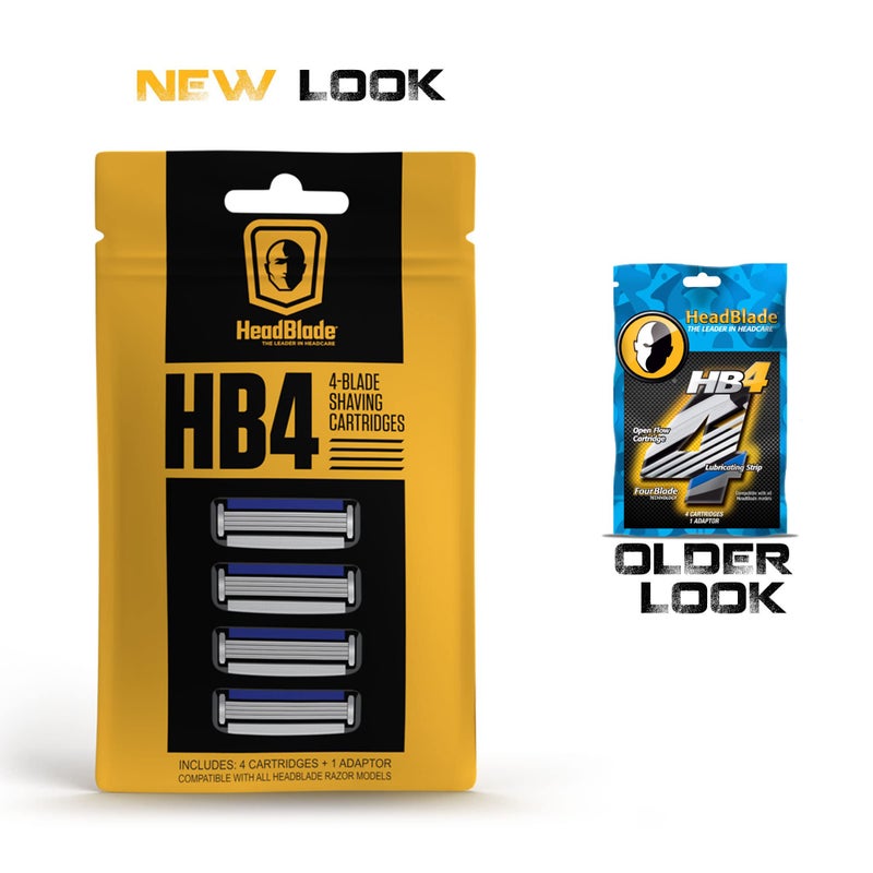 HeadBlade Men's HB4 Refill Shaving Razor Blades - 4 Stainless Steel Blades for No Tugging or Pulling, Shave Less, Works for Face, Body, and Scalp (12 Blades) 3 Pack - Image 2