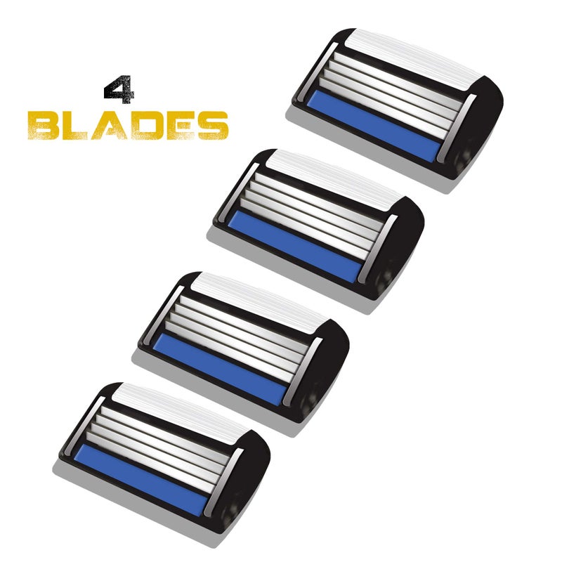 HeadBlade Men's HB4 Refill Shaving Razor Blades - 4 Stainless Steel Blades for No Tugging or Pulling, Shave Less, Works for Face, Body, and Scalp (12 Blades) 3 Pack - Image 3