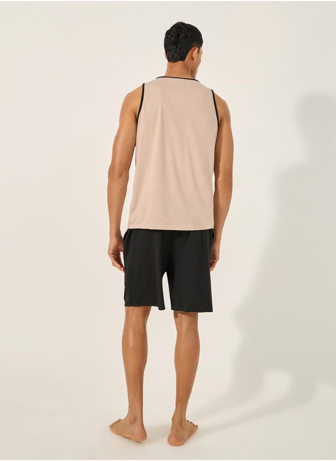 Slogan Print Tank and Shorts Pyjama Set