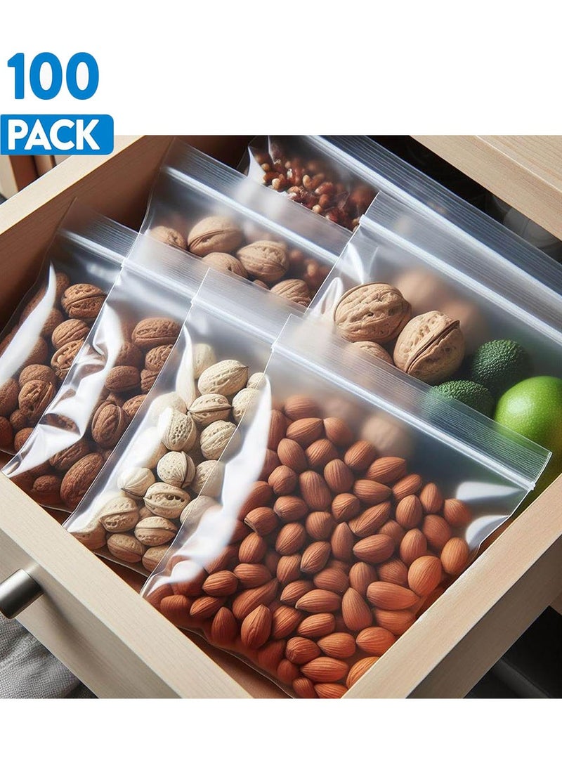 YOUGE 100-Piece Reusable Zip Lock Packaging Bags Clear 14x20cm  - Image 1