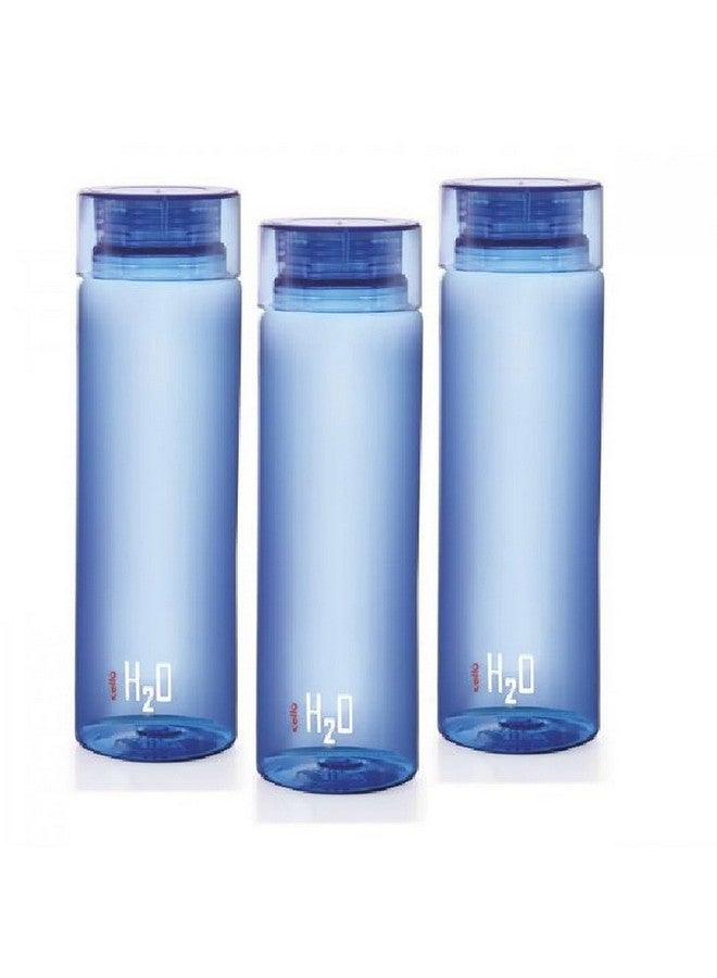 Cello Plastic Unbreakable Water Bottle (1 L, Blue) - Set of 3 - Image 1