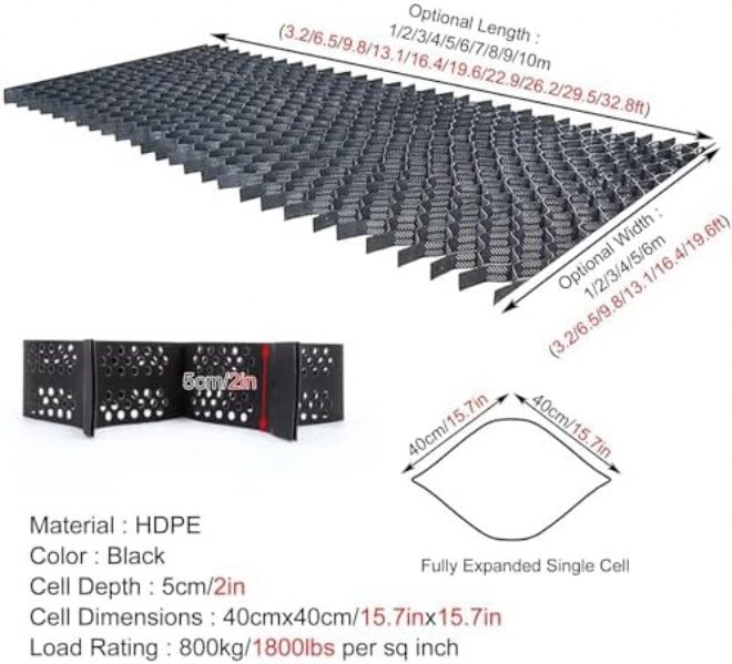 5.1 cm Gravel Stabilizat Grid – Soil Recement for Driveways & Gardens, Permeable Paving Solut, Various - Image 3