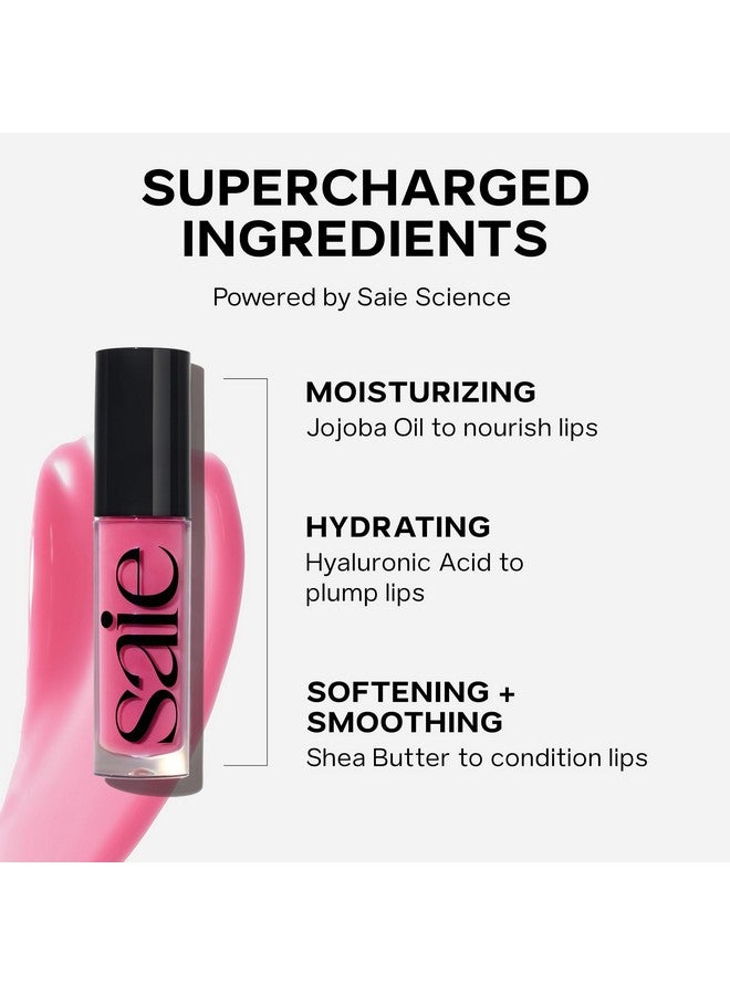 Saie Glossybounce High-Shine Hydrating Lip Gloss Oil - Sheer Tinted Lip Oil with Hyaluronic Acid + Jojoba Oil for Long-Lasting Moisture - Kiss (.17 oz) - Image 4