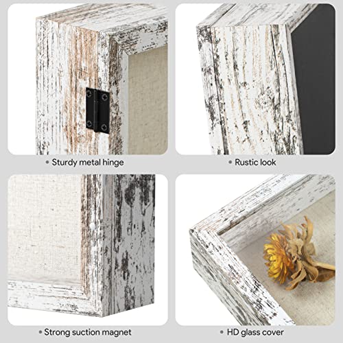 Califortree 11x14 Shadow Box Frame with Linen Back - Sturdy Rustic Memory Display Case of Flower, Pictures, Medals and More, Distressed White - Image 2