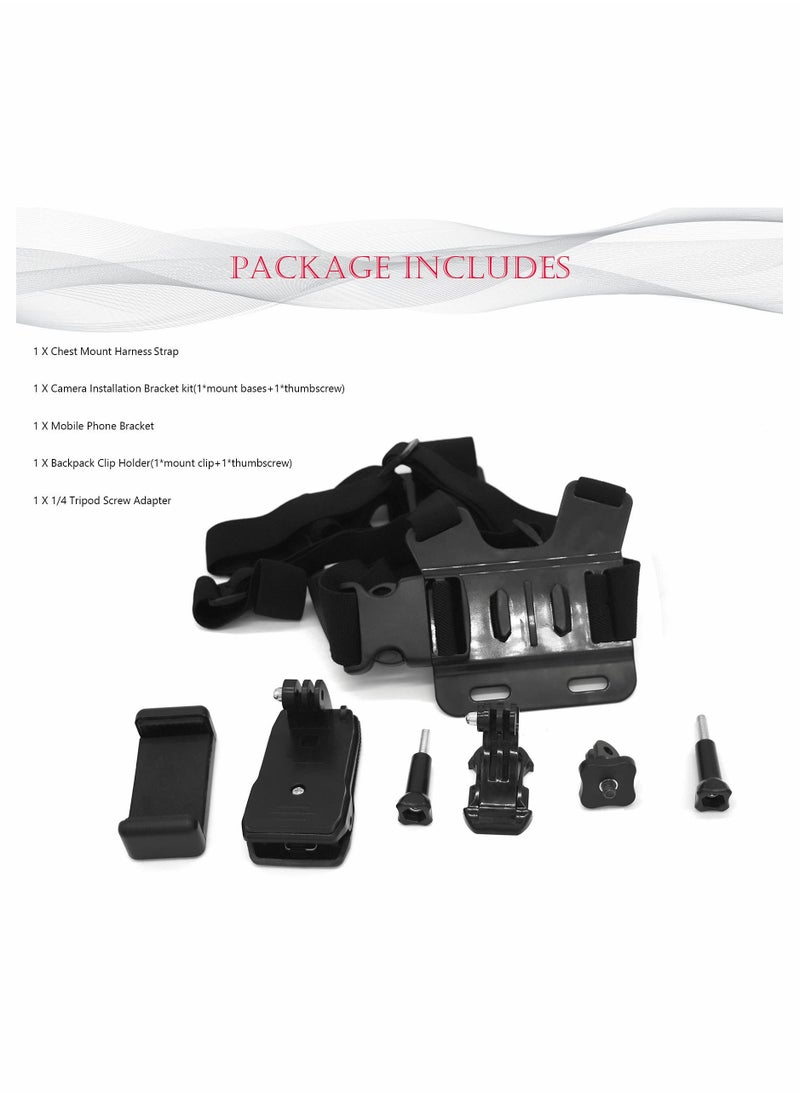 KASTWAVE - Camera Chest Mount Strap Harness for DJI Osmo KASTWAVE Adjustable Cell Phone with Sports Installation Bracket kit Mobile Backpack Clip Holder - Image 1