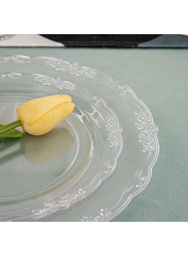 Master Gold 10 Pack Premium Clear Disposable Serving Plates | Elegant Embossed Plastic Plates for Parties, Weddings, Desserts, Cakes | Practical & Food Grade (9 Inch, 10) - Image 5