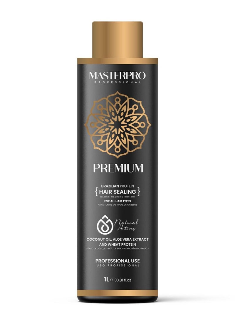 MASTERPRO PROFESSIONAL Brazilian Protein  Premium  Protein Hair Treatment Hair Straightening  with Coconut oil ,Aloe Vera ,Wheat Protein  & Collagen for All Hair Types Soft, Strong & Shine  Frizz Free  1L  - Image 1