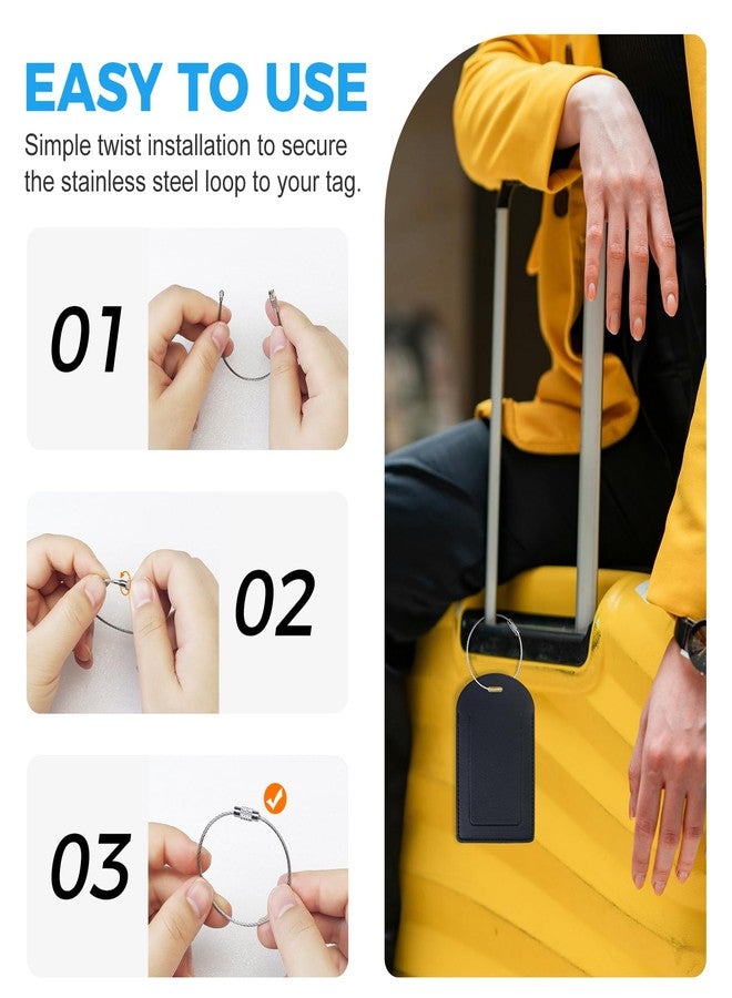 Gloppie Luggage Tags 4 Pack TSA Approved Luggage Tag for Suitcase PU Leather Travel Bag Tags Name Tags with Privacy Cover Black - Image 4