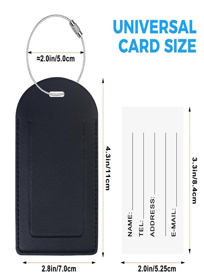 Gloppie Luggage Tags 4 Pack TSA Approved Luggage Tag for Suitcase PU Leather Travel Bag Tags Name Tags with Privacy Cover Black - Image 2