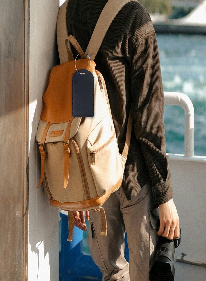 Gloppie Luggage Tags 4 Pack TSA Approved Luggage Tag for Suitcase PU Leather Travel Bag Tags Name Tags with Privacy Cover Black - Image 5