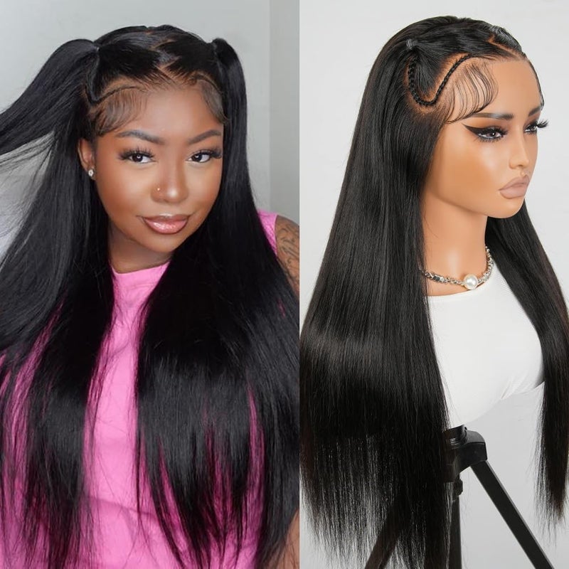 SUPERNOVA Ready And Go Glueless Wigs Human Hair Pre Plucked Pre Cut Straight 13x4 Lace Front Wigs Human Hair Styled pre Everything Glueless Braided Wig Beginner Friendly 16 inch - Image 2