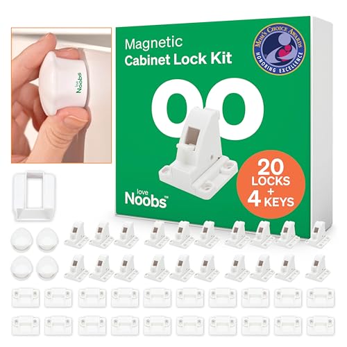 Love Noobs Easy Installation Magnetic Child Safety Cabinet Locks by LoveNoobs 20 Locks 4 Keys Keep Your Little Ones Safe with EasytoInstall Secure Baby Proofing for Cabinets and Drawers - Image 1