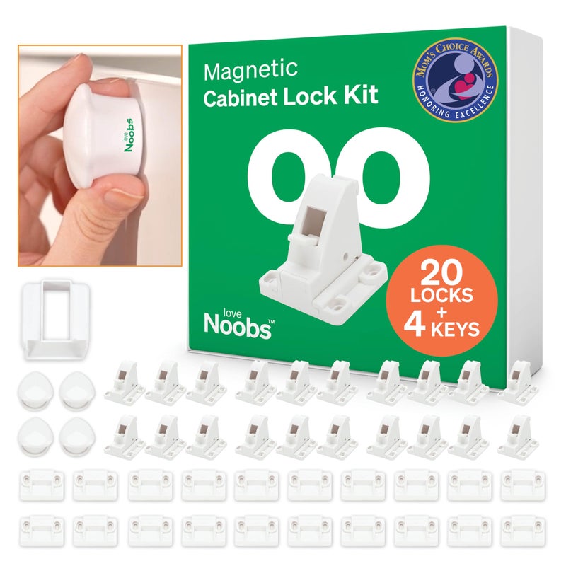 Love Noobs Easy Installation Magnetic Child Safety Cabinet Locks by LoveNoobs 20 Locks 4 Keys Keep Your Little Ones Safe with EasytoInstall Secure Baby Proofing for Cabinets and Drawers - Image 2