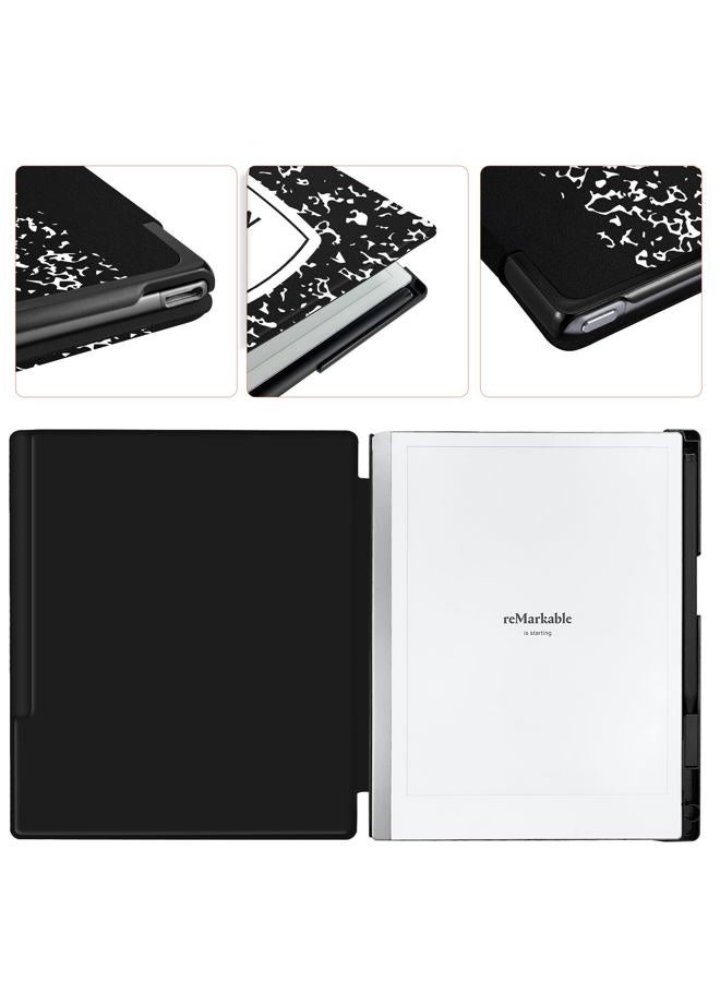 Aippdo Case for Remarkable 2 Paper Tablet 10.3" 2020 Released,Lightweight and Hard Back Shell Protective Book Folio Cover with Built-in Pen Holder,Comes with Remarkable 2 Pen Tips (Black Notebook) - Image 2