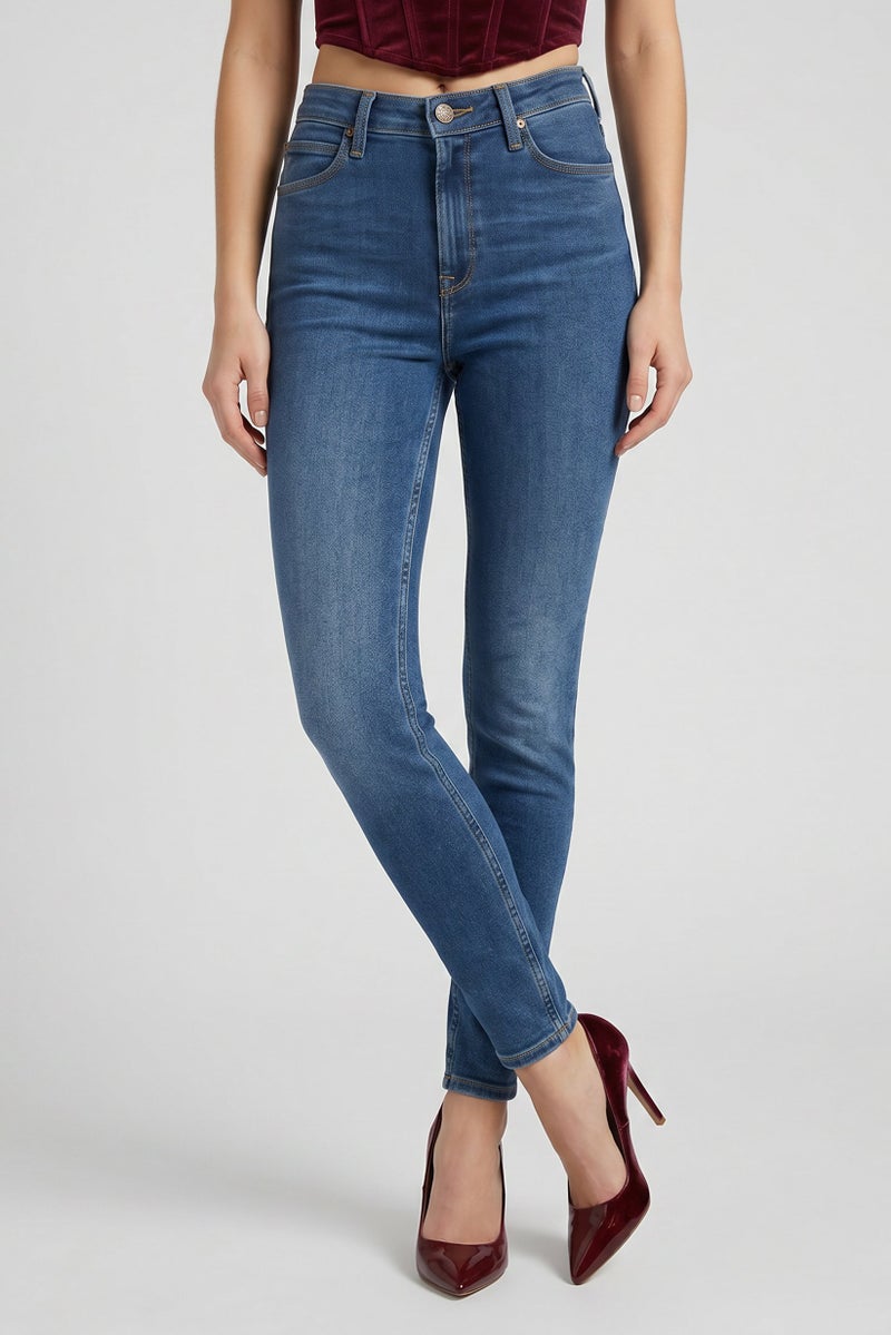 LEE Women Skinny Fit Washed Stretchable Jeans, Blue - Image 1