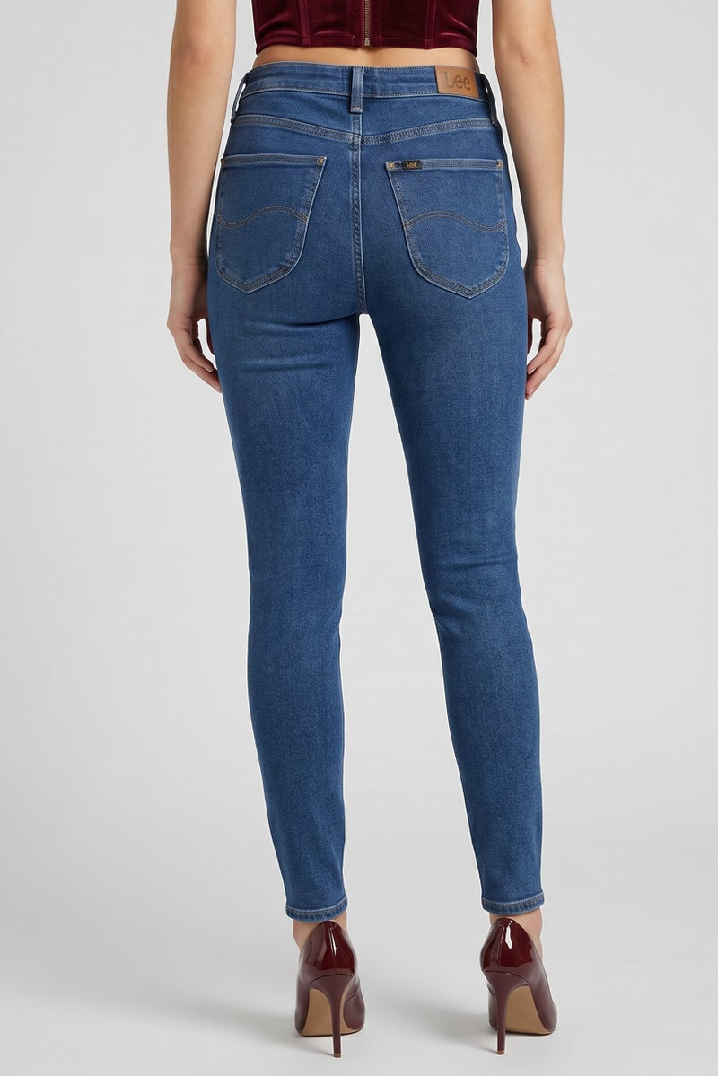 LEE Women Skinny Fit Washed Stretchable Jeans, Blue - Image 4
