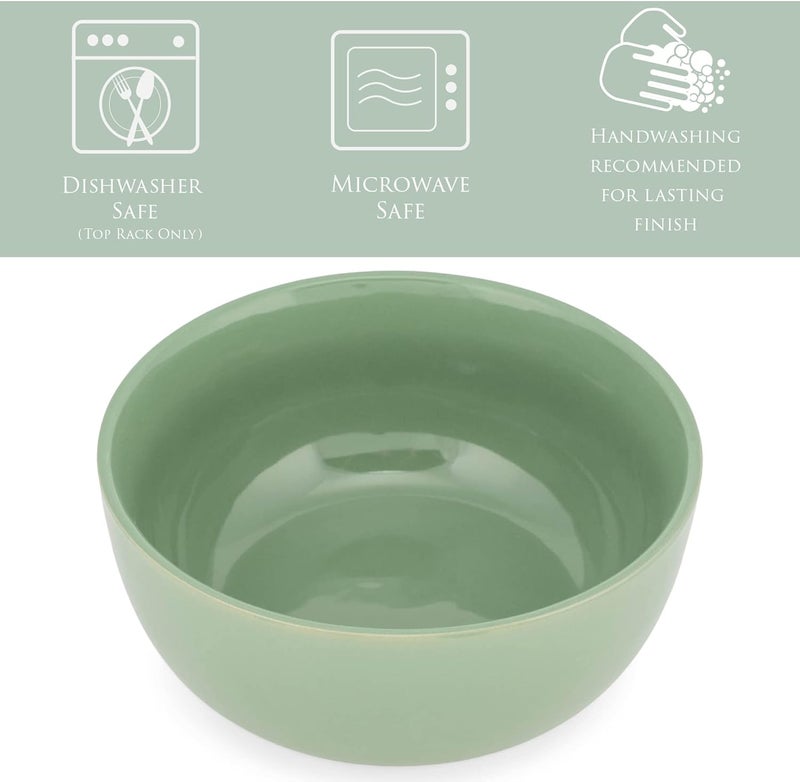 Elanze Designs Bistro Glossy Ceramic 65 inch Dinnerware Bowls Set of 4  Perfect for Everyday uses from Soup Pasta Salad Cereal Ice cream Ramen and Pho Sage Green - Image 2