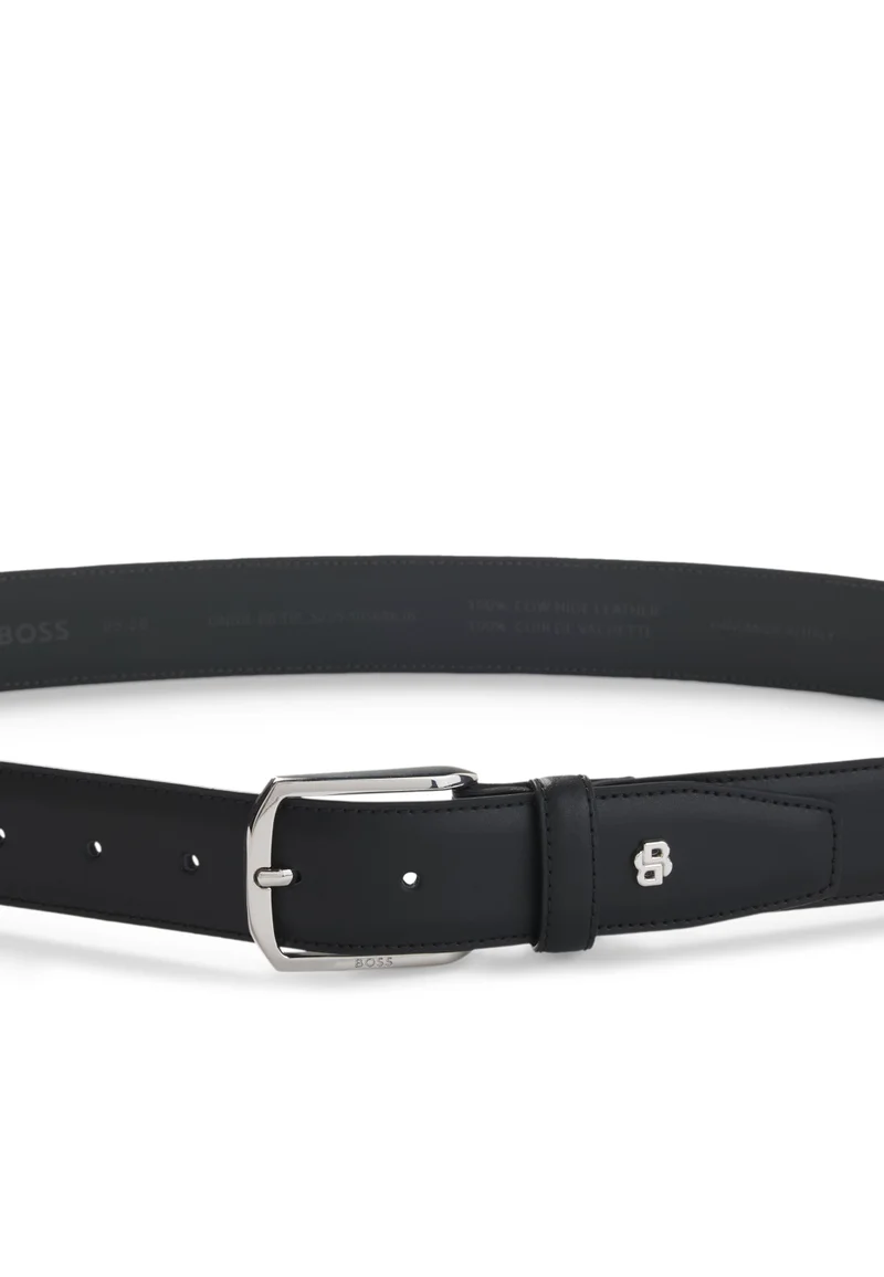 BOSS Black Leather belt with silver-tone hardware and Double B for Men | Best Price UAE