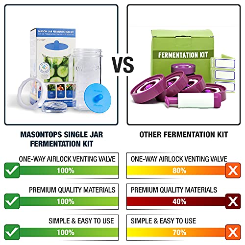 Masontops Fermentation Jar Starter Set, Easy Vegetable Fermentation Kit, Includes Mason Jar, Pickle Kit with Fermentation Lids & Fermentation Weight - Image 2