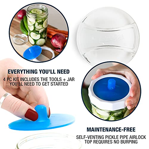 Masontops Fermentation Jar Starter Set, Easy Vegetable Fermentation Kit, Includes Mason Jar, Pickle Kit with Fermentation Lids & Fermentation Weight - Image 3