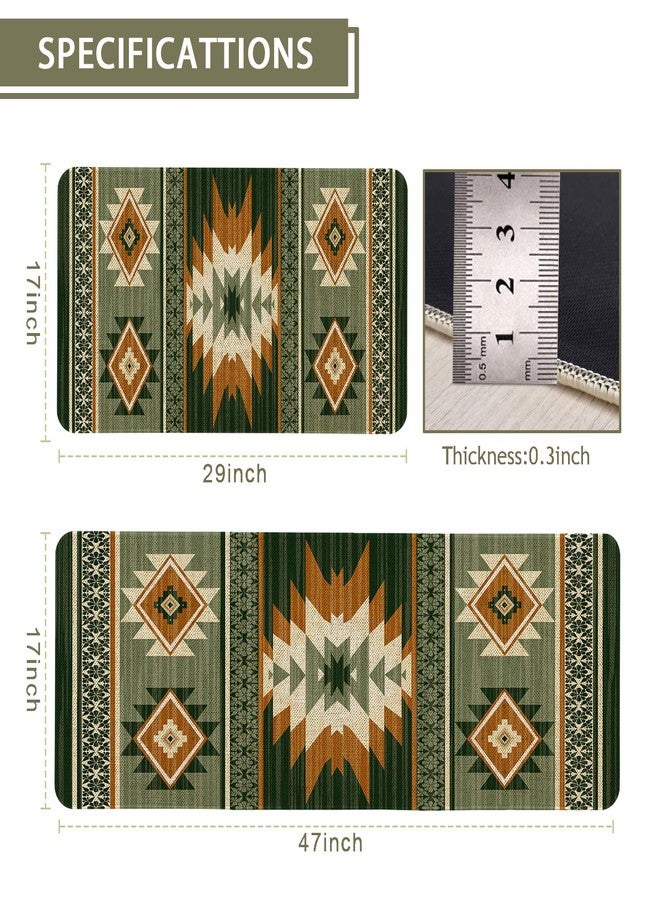 Kuyuayee Farmhouse Western Kitchen Rugs Set of 2 Non Slip Farmhouse Kitchen Mats Rustic Home Decor Low-Profile Washable Floor Mat 17x47 Inch and 17x29 Inch - Image 2