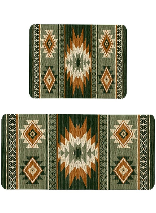 Kuyuayee Farmhouse Western Kitchen Rugs Set of 2 Non Slip Farmhouse Kitchen Mats Rustic Home Decor Low-Profile Washable Floor Mat 17x47 Inch and 17x29 Inch - Image 1