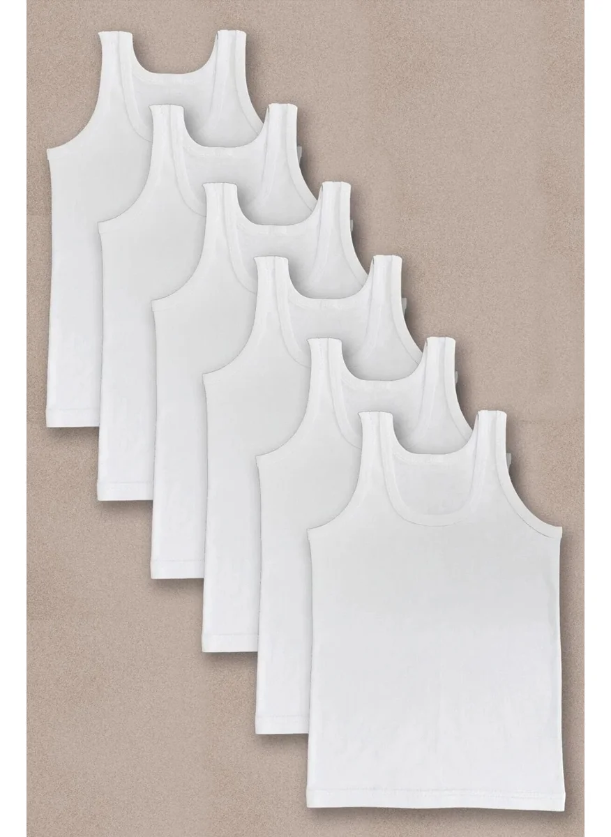 HMD 515X6 Boy's 6-Piece Ribbed Thick Strap Undershirt-White