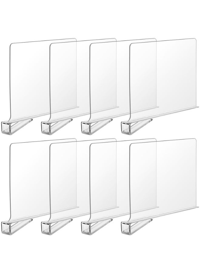 بواو 8 قطع مقسمات أرفف لتنظيم الخزانة مقسم أرفف أكريليك شفاف منظم حقائب اليد فاصل حقائب اليد مقسم أرفف الكتب لخزانة غرفة النوم خزانة مكتب المطبخ خزانة المكتب الحمام - Image 1