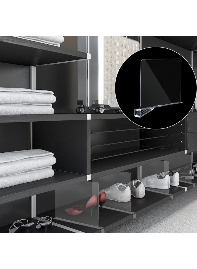 بواو 8 قطع مقسمات أرفف لتنظيم الخزانة مقسم أرفف أكريليك شفاف منظم حقائب اليد فاصل حقائب اليد مقسم أرفف الكتب لخزانة غرفة النوم خزانة مكتب المطبخ خزانة المكتب الحمام - Image 3