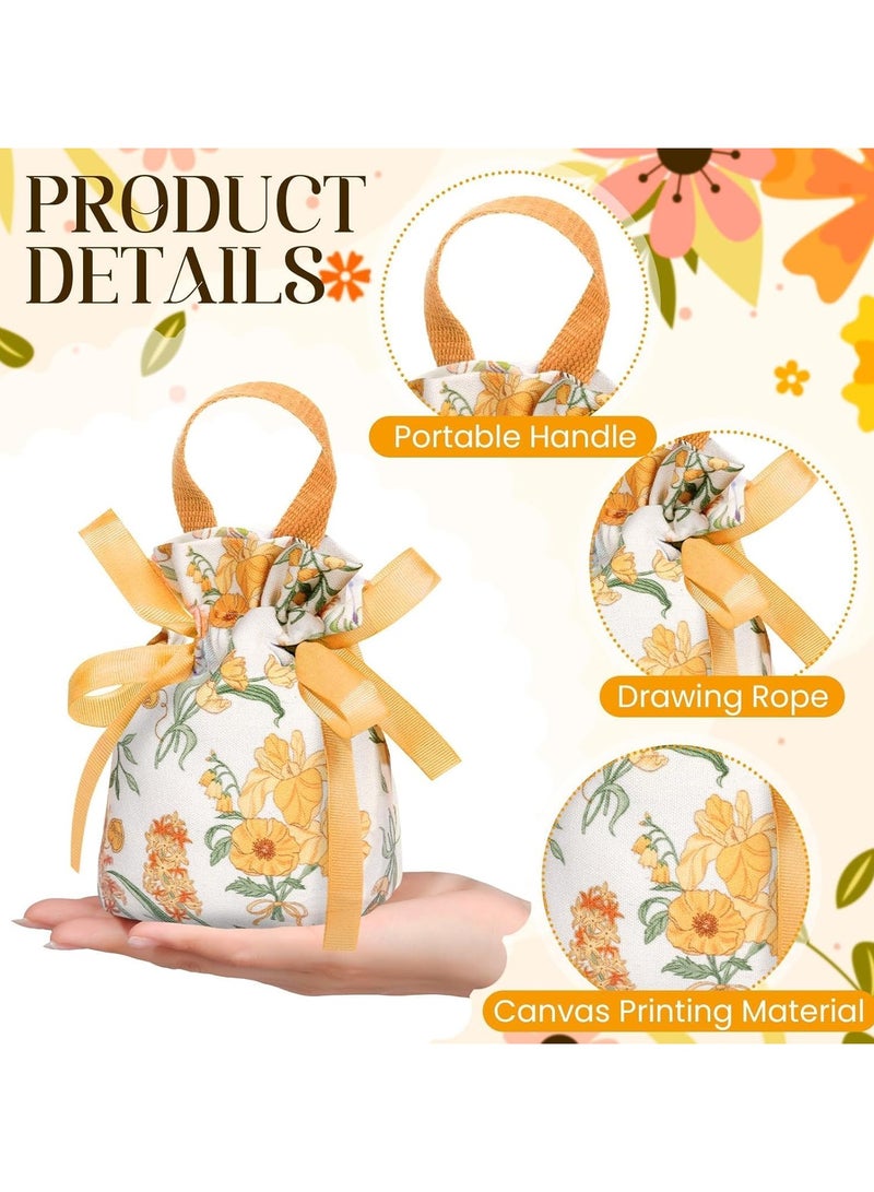 general Flower gift bags, 10 canvas thank-you gift bags with handles, small canvas gift bags with drawstrings, party gift bags, wedding gifts, baby party jewelry, bride's party - Image 4