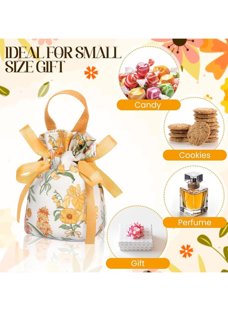 general Flower gift bags, 10 canvas thank-you gift bags with handles, small canvas gift bags with drawstrings, party gift bags, wedding gifts, baby party jewelry, bride's party - Image 5