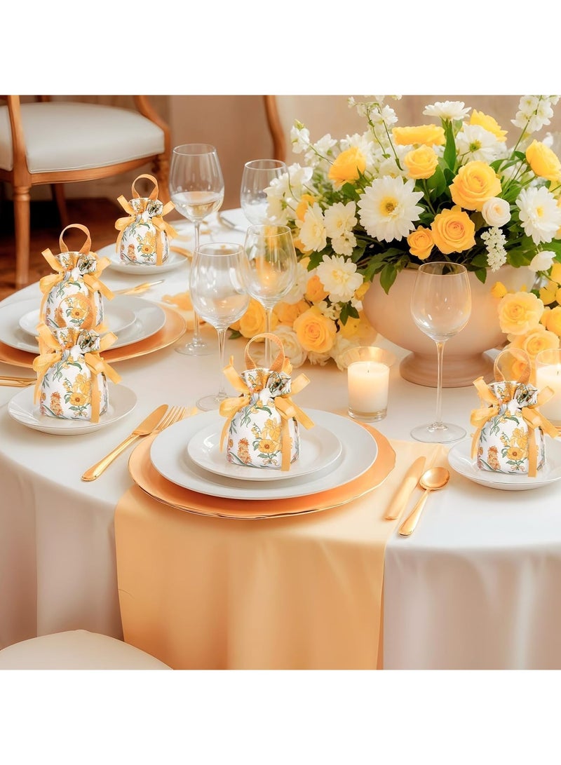 general Flower gift bags, 10 canvas thank-you gift bags with handles, small canvas gift bags with drawstrings, party gift bags, wedding gifts, baby party jewelry, bride's party - Image 2