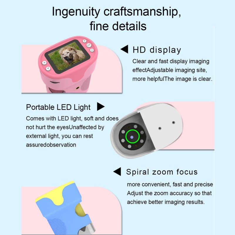 Kids Microscope Kit: Blue 2.0" IPS HD Screen 5x Manual Zoom 200x Magnification - Portable Digital Microscope With 1000mAh Rechargeable Battery Camera Function for Kids 4-6 Indoor Outdoor Exploration - Image 4